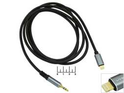 Шнур iPhone Lightning-AUD 3.5 штекер 1.8м gold металл Live Power H265 (S290)