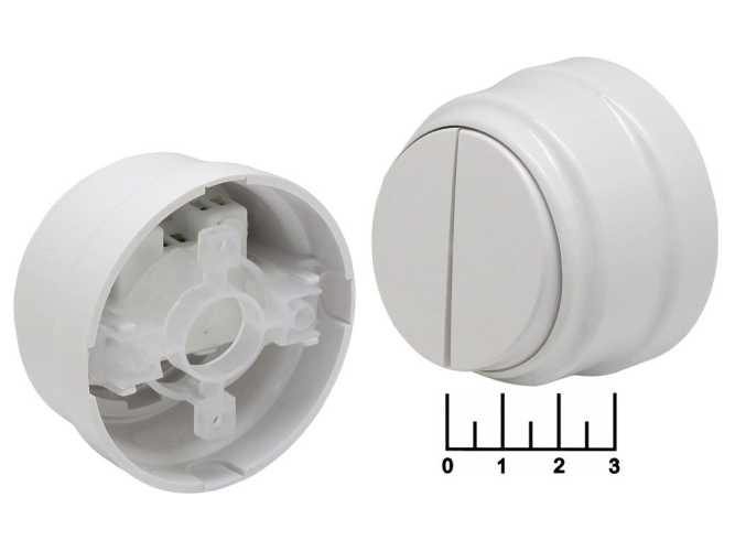 Выключатель 2-клавишный накладной (ретро) белый Bylectrika (A5 10-2202)