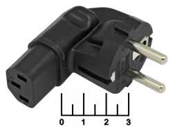 Переходник электрический с заземлением C13 гнездо для ноутбука (AC-053)
