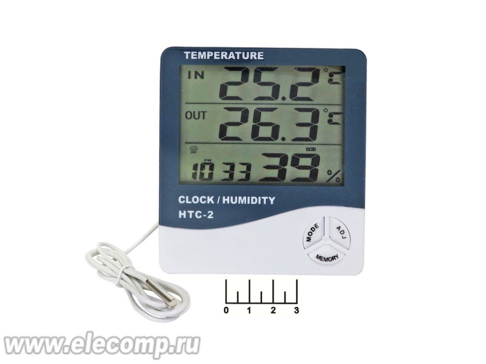 Термометр-гигрометр электронный HTC-2B + термодатчик