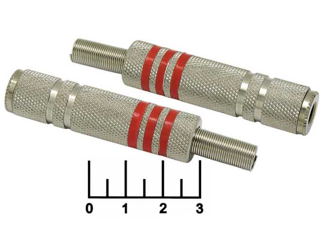 Разъем AUD 6.3 гнездо стерео на кабель металл (красный)