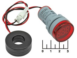 Амперметр 0-100A AD16-22DSA (220V) красный 22мм (28мм)