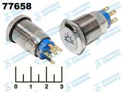 Кнопка IPBS-R/R c фиксацией антивандальная красная металл 12V (19мм) (габарит) 5 контактов