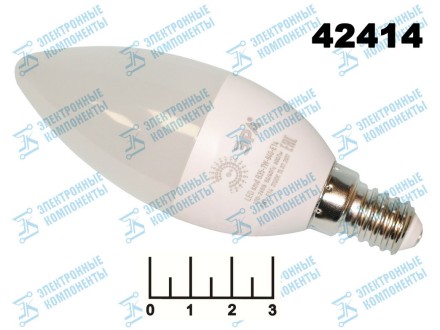 Лампа светодиодная 220V 7W E14 2700K белый теплый свеча матовая Эра (37*100)