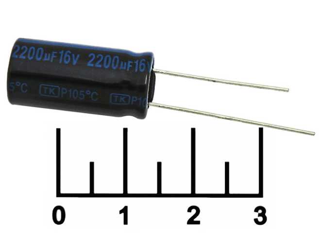 Конденсатор электролитический ECAP 2200 мкФ 16В 2200/16V 1021 105C (TK)