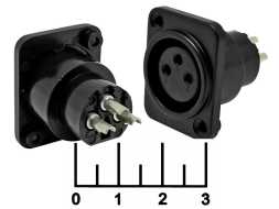 Разъем XLR гнездо в панель под 2 винта черный