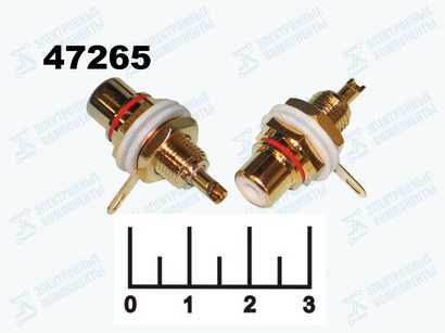 Разъем RCA гнездо в панель под гайку gold красный (366)