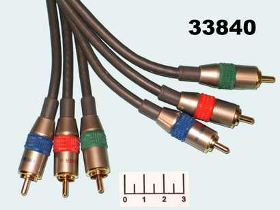 Шнур 3RCA-3RCA 2м gold металл RGB Premier