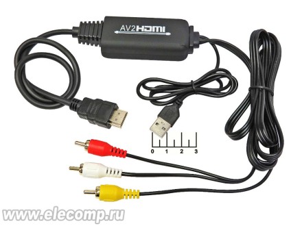 Конвертор 3RCA-выход HDMI + USB 1.8м H78