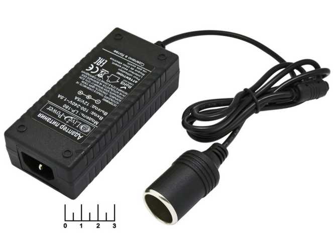 Блок питания 12V 5A LP-180 (MB009) импульсный (гнездо прикуривателя) без шнура (C13)