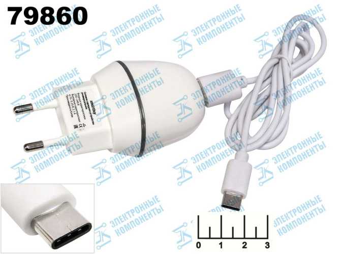 Сетевое зарядное устройство USB 5V 2.1A (шнур Type C) SBP-1050C Smartbuy