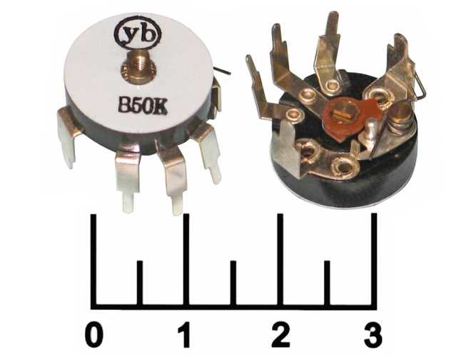 Резистор переменный 50 кОм выкл YRV-16S2 B (+105)