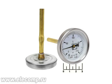 Термометр биметаллический стрелочный (0...+200C) ТБП-63