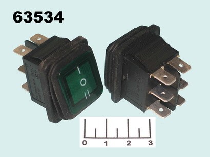 Выключатель 250/16 IRS-2A зеленый 6 контактов (KCD2-23N)