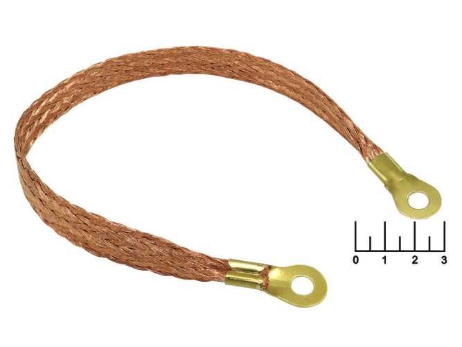 Провод массы с клеммами кольцевыми 8мм медь (плетенка) gold 40см