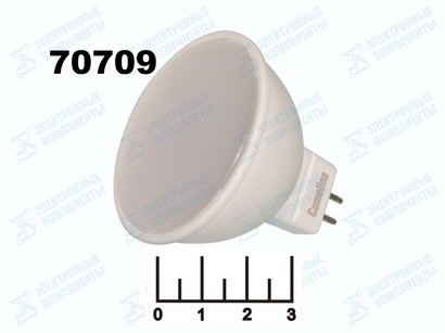 Лампа светодиодная 220V 3W MR16 GU5.3 3000K белый теплый матовая 5LED Camelion