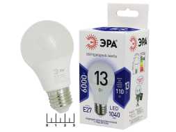 Лампа светодиодная 220V 13W E27 6000K белый холодный A60 Эра (60*108)