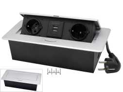 Удлинитель сетевой встраиваемый 2/1.3м с землей + 2USB (max-16A)