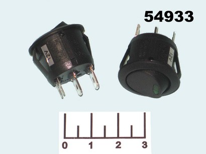 Выключатель 12/20 R13-112 LED зеленый 4 контакта (подсветка 3V) 10466