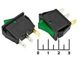 Выключатель 12/16 12V 16A IRS-1C зеленый 3 контакта KCD3 (791) (подсветка 12V)