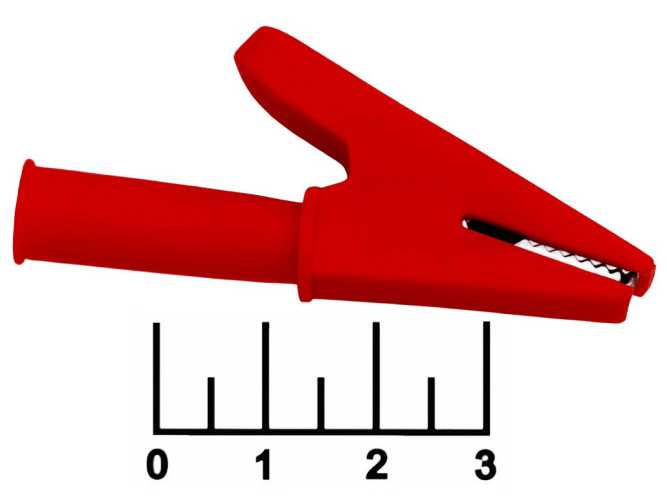 Зажим крокодил L-55 красный изолированный