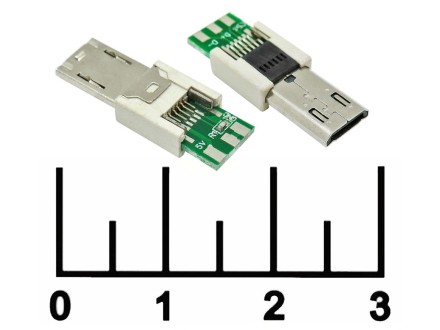 Разъем питания micro USB 5pin штекер на кабель без корпуса Samsung