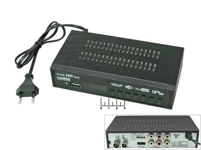 Ресивер цифровой телевизионный DVB-T2 HD Star T8000 + медиаплеер (шнур 3RCA-3RCA)