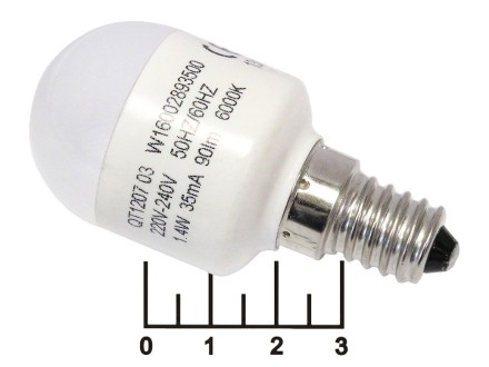 Лампа светодиодная 220V 1.4W E14 6000K белый холодный матовая