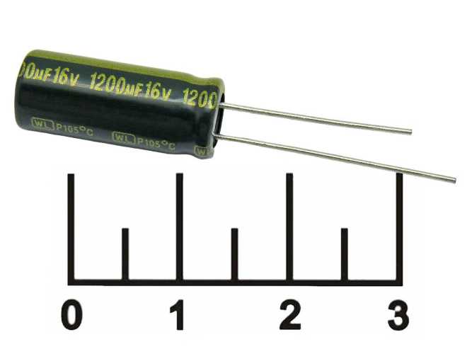 Конденсатор электролитический ECAP 1200 мкФ 16В 1200/16V 0820 105C (WL)