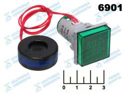 Вольтметр/амперметр 60-500VAC 0-100A AD16-22FVA цифровой зеленый