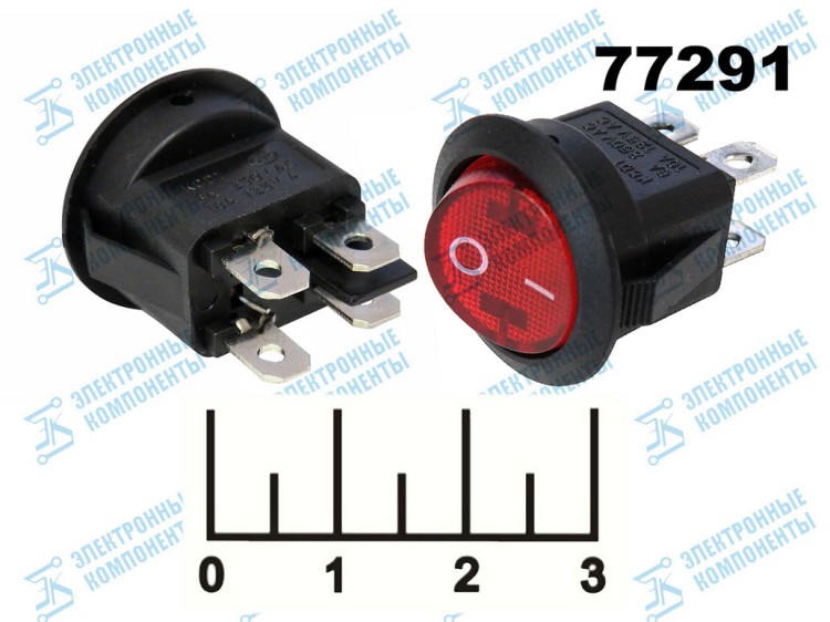 Выключатель 250/6 IRS-1C красный круглый 4 контакта | купить в розницу и оптом