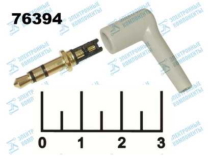 Разъем AUD 3.5 штекер стерео вклеиваемый угол gold серый