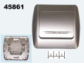 Выключатель 1-клавишный EL-BI Zirve металлик с индикацией