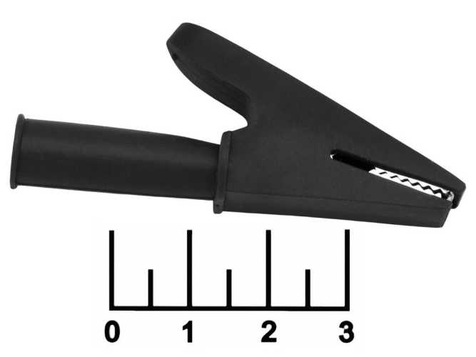 Зажим крокодил L-55 черный изолированный