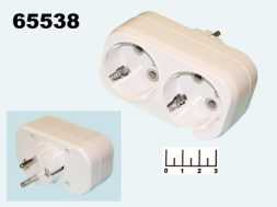 Тройник электрический /2 с землей 16A A302 Universal белый