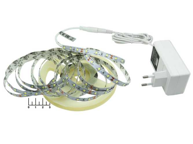 Светодиодная лента белая (4.8W/60LED/1м) 6500K GLS-2835-60-4.8-12-IP20-PRO-6-5-KIT + БП