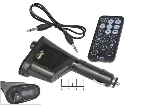 Модулятор MP3/FM/SD/USB/AUX №666 + bluetooth + ПДУ LED красный (МОД-6592)