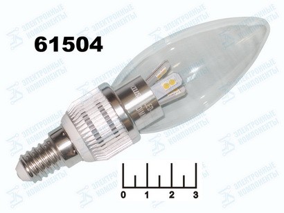 Лампа светодиодная 220V 5W E14 4100K белый свеча прозрачная Gauss диммируемая