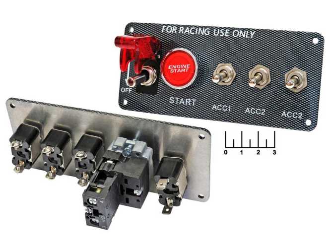 Панель управления с подсветкой (1+3 тумблера+кнопка старт) YJ-ISP12 (20-0128)