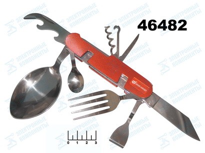 Инструмент складной карманный A109AL (вилка+ложка+нож+штопор) (Multi Tools)