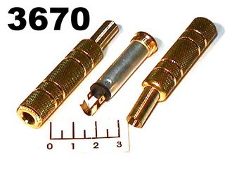 Разъем AUD 6.3 гнездо стерео на кабель gold металл (1-155G)