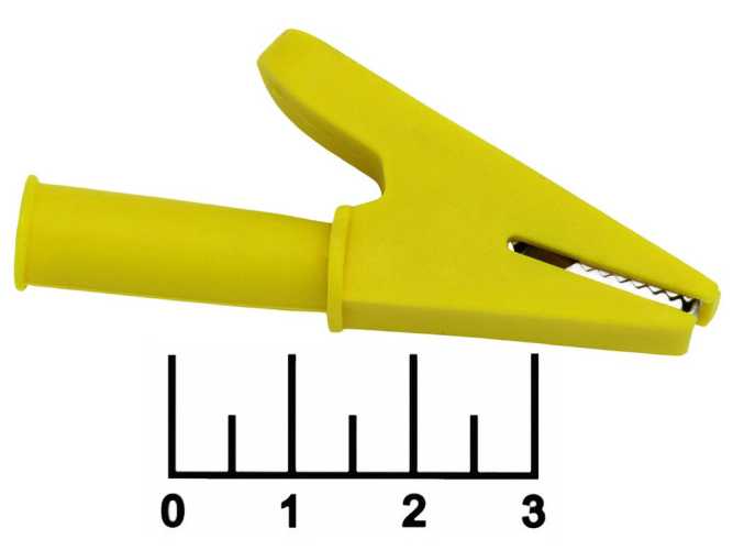 Зажим крокодил L-55 желтый изолированный