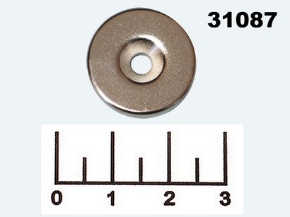 Магнит D с отверстием d4 20*3 диск неодимовый (~3.2кг)