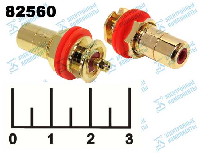 Разъем RCA гнездо в панель под гайку gold красный