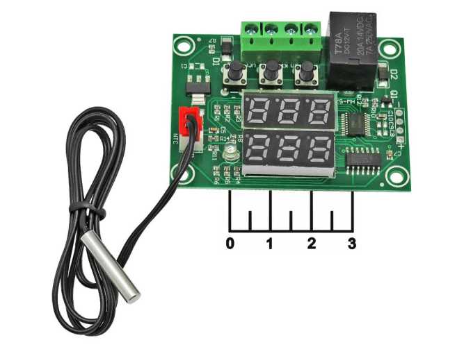 Термореле 12VDC 10A/220VAC 20А/14VDC W1219 Smart (2 индикатора)(-20...+100C)