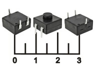Кнопка для фонаря 12*12*9мм черная с фиксацией 3 контакта 1A 30V (PBS3) (S1236)