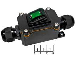 Коробка распределительная 125*40*60 2pin LD522 16A/250V IP68 + выключатель зеленый 2-х поз. PG-13.5