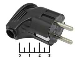 Вилка электрическая с землей угловая черная INHOME