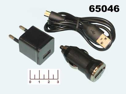 Сетевое зарядное устройство USB 5V 1A (шнур micro USB) + з/у авто