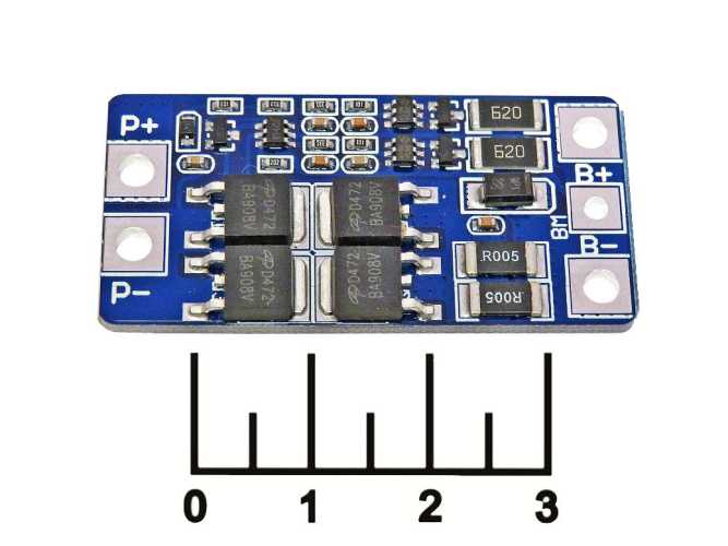 Контроллер заряда для литиевых элементов 7.4V 40A BMS 2S с балансиром